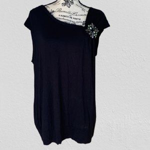 Daisy Fuentes Cap Sleeve Blouse | Black